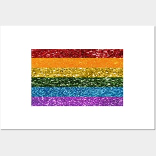 LGBT+ Rainbow Glitter Flag Posters and Art